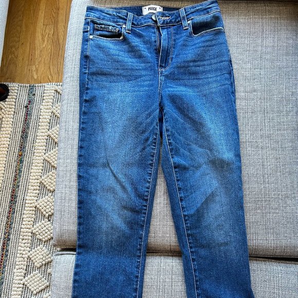 Paige Jeans Womens 27 Hoxton Slim Fray Adanah Distressed Dark Wash NWOT - Picture 2 of 7